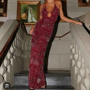 NWOT Peppermayo Burgundy Sequins Maxi Dress